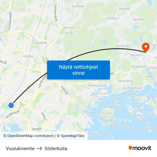 Vuolukiventie to Söderkulla map
