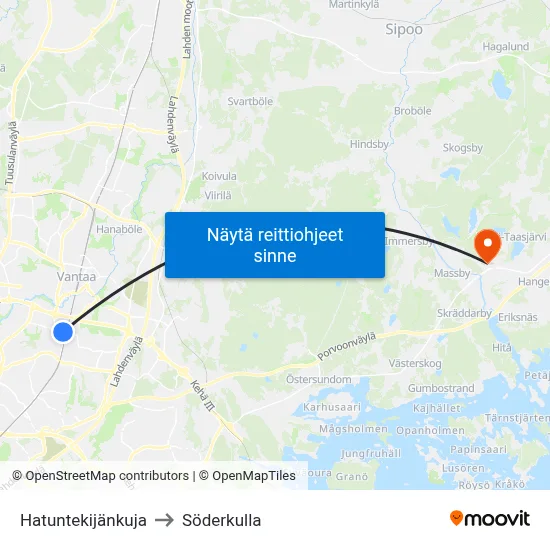 Hatuntekijänkuja to Söderkulla map