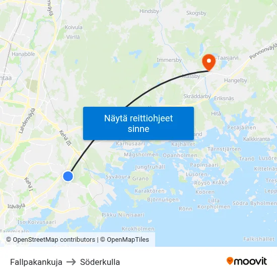 Fallpakankuja to Söderkulla map