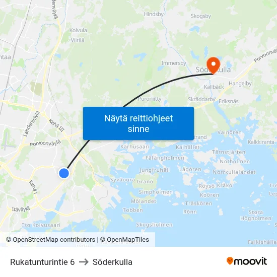 Rukatunturintie 6 to Söderkulla map