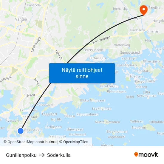 Gunillanpolku to Söderkulla map