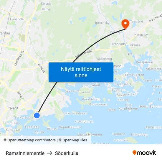 Ramsinniementie to Söderkulla map