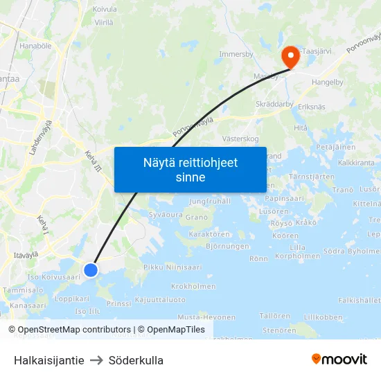 Halkaisijantie to Söderkulla map