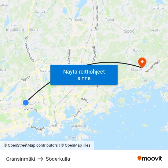 Gransinmäki to Söderkulla map