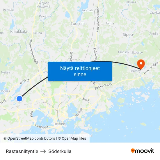 Rastasniityntie to Söderkulla map