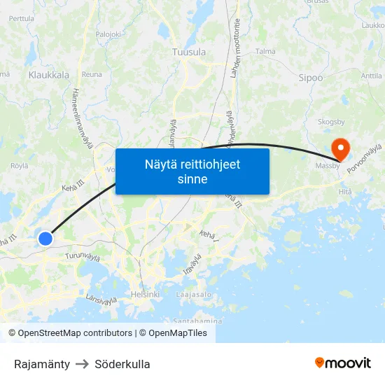 Rajamänty to Söderkulla map