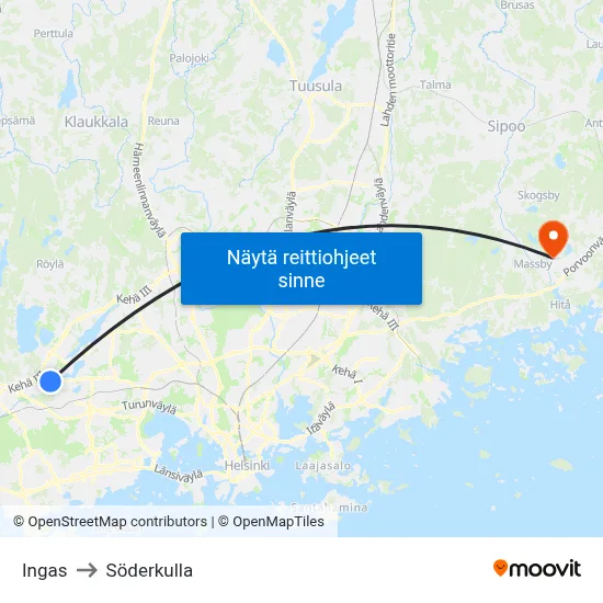 Ingas to Söderkulla map