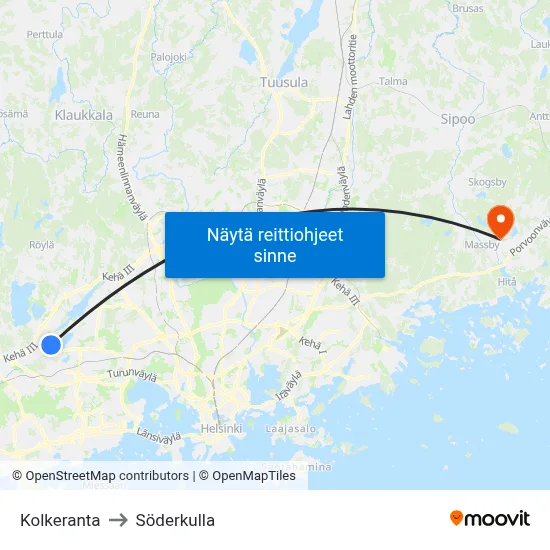Kolkeranta to Söderkulla map