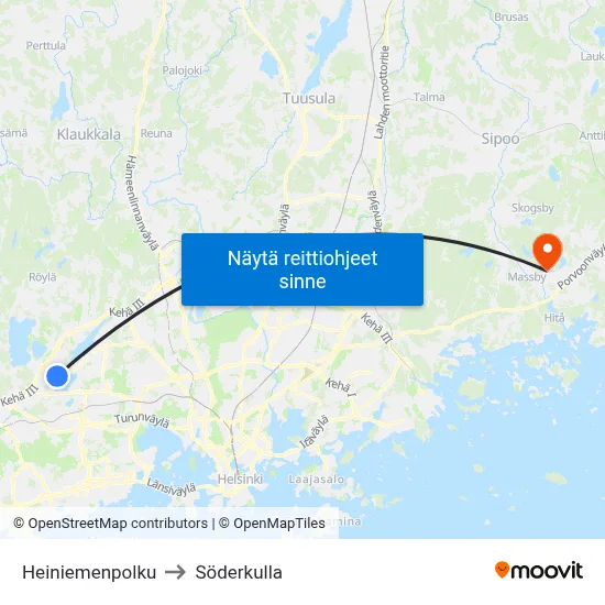 Heiniemenpolku to Söderkulla map