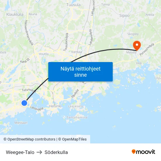 Weegee-Talo to Söderkulla map