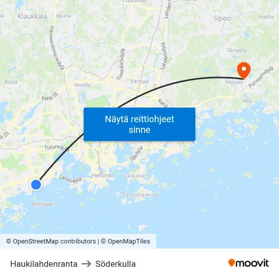 Haukilahdenranta to Söderkulla map