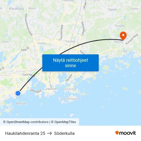 Haukilahdenranta 25 to Söderkulla map
