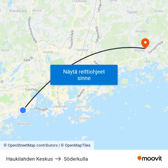 Haukilahden Keskus to Söderkulla map