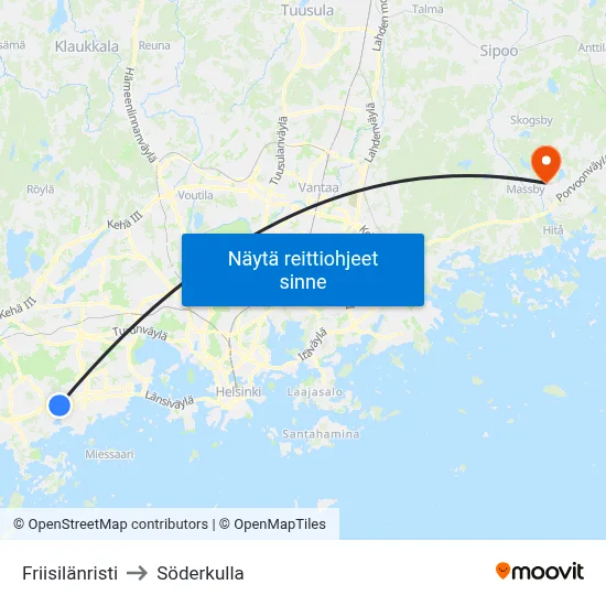 Friisilänristi to Söderkulla map