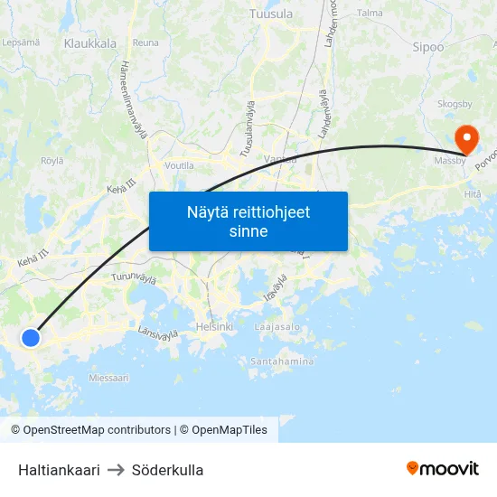 Haltiankaari to Söderkulla map