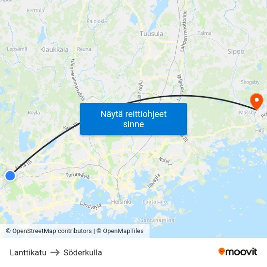 Lanttikatu to Söderkulla map