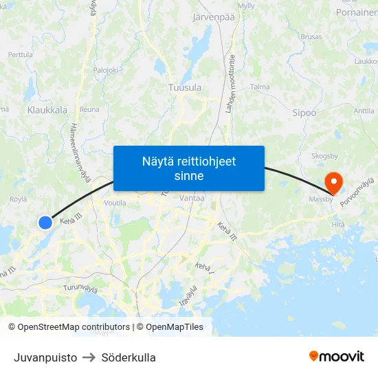 Juvanpuisto to Söderkulla map
