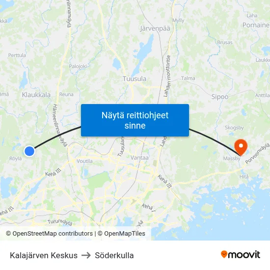 Kalajärven Keskus to Söderkulla map