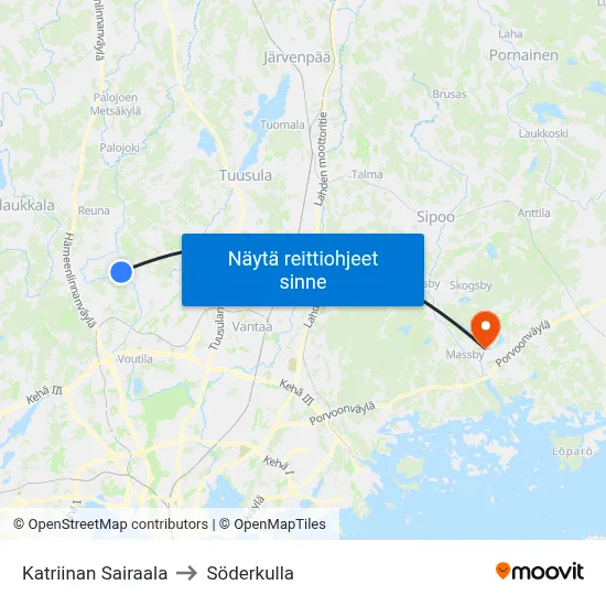 Katriinan Sairaala to Söderkulla map