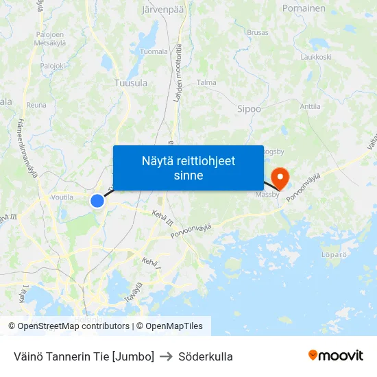 Väinö Tannerin Tie 🛍️ to Söderkulla map