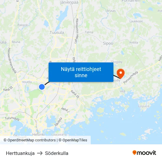 Herttuankuja to Söderkulla map
