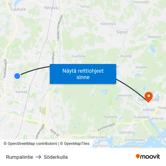 Rumpalintie to Söderkulla map