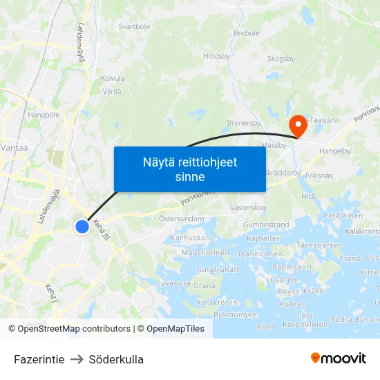 Fazerintie to Söderkulla map
