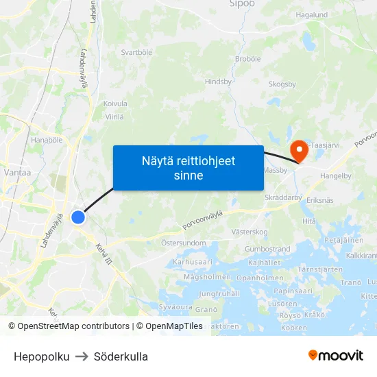 Hepopolku to Söderkulla map