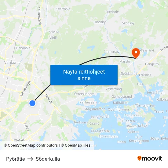 Pyörätie to Söderkulla map