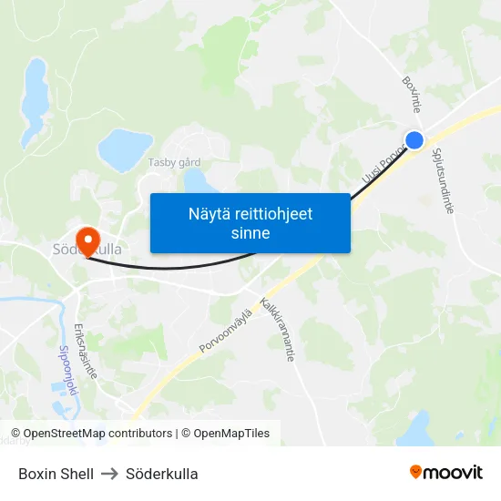 Boxin Shell to Söderkulla map