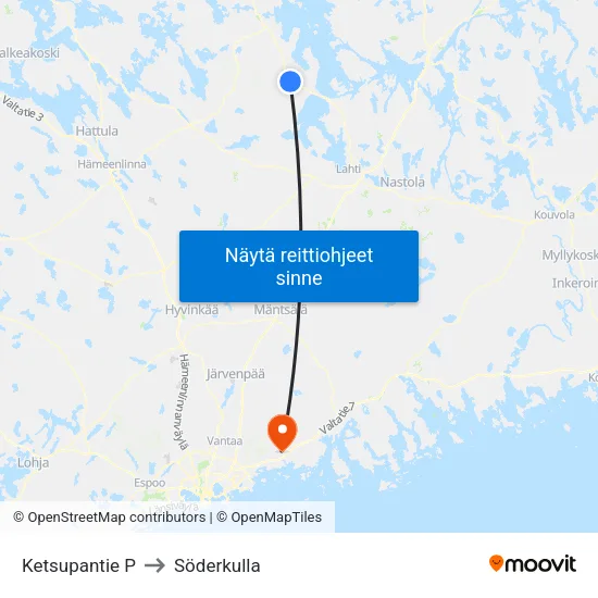 Ketsupantie P to Söderkulla map