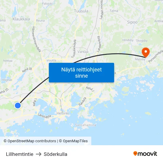 Lillhemtintie to Söderkulla map