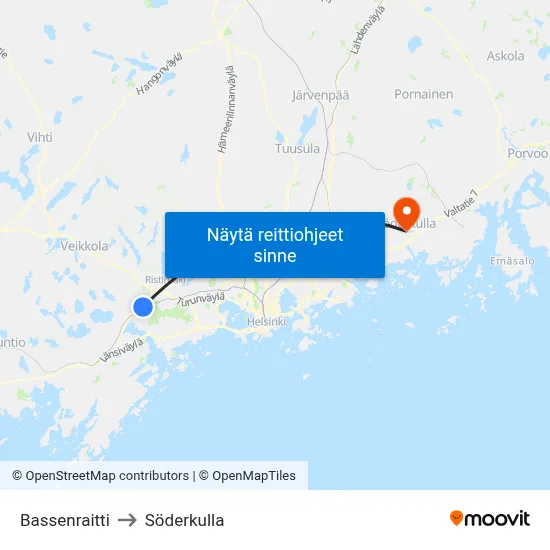 Bassenraitti to Söderkulla map