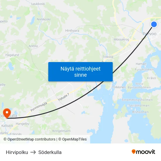 Hirvipolku to Söderkulla map