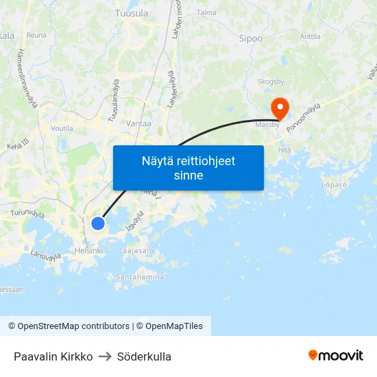 Paavalin Kirkko to Söderkulla map