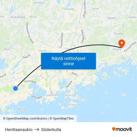 Henttaanaukio | 🏫🌳 to Söderkulla map