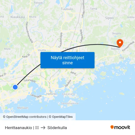 Henttaanaukio | 🏫🌳 to Söderkulla map