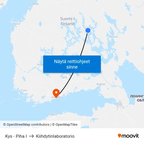 Kys - Piha I to Kiihdytinlaboratorio map