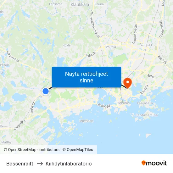 Bassenraitti to Kiihdytinlaboratorio map