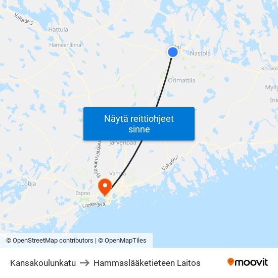 Kansakoulunkatu to Hammaslääketieteen Laitos map