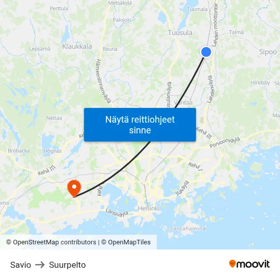 Savio to Suurpelto map