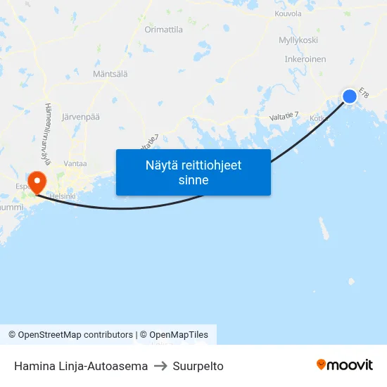 Hamina Linja-Autoasema to Suurpelto map