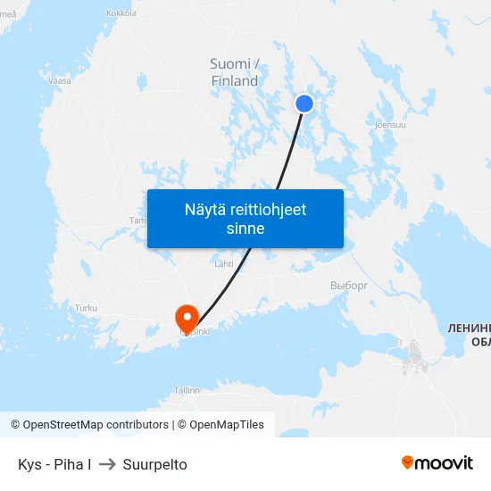 Kys - Piha I to Suurpelto map