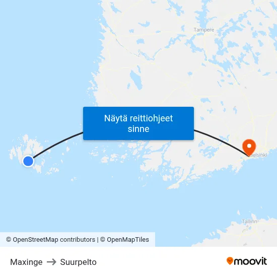 Maxinge to Suurpelto map