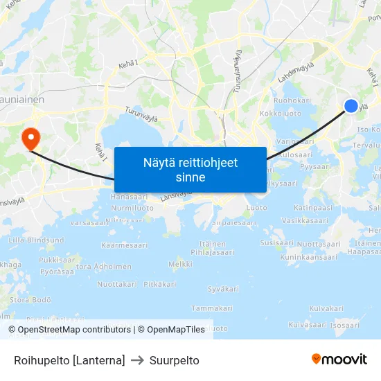 Roihupelto [Lanterna] to Suurpelto map