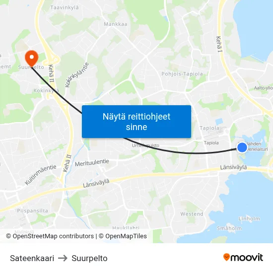 Sateenkaari to Suurpelto map