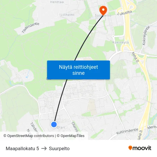 Maapallokatu 5 to Suurpelto map