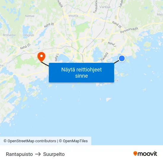 Rantapuisto to Suurpelto map