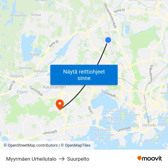 Myyrmäen Urheilutalo to Suurpelto map