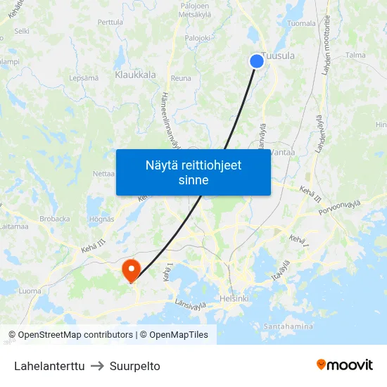 Lahelanterttu to Suurpelto map